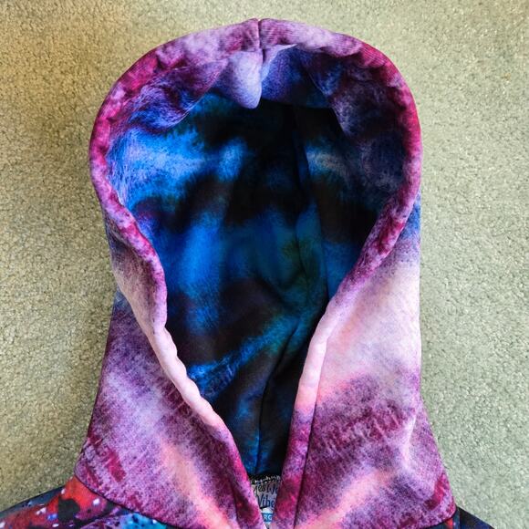 Yes We Vibe Groovy Chakra Peace Hoodie size Large Tunic Length Kangaroo Pocket - Picture 5 of 10